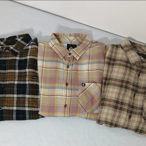 Quiksilver Hurley Men's Plaid Flannel Shirt 3 Pack - Picture 1 of 8